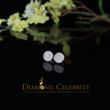 DiamondCelebritees  0.78ct Cubic Zirconia 925 Yellow Silver Women's & Men's Hip Hop Round Earrings