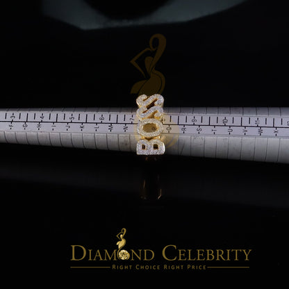 DiamondCelebritees Stylish "BOSS" 925 Silver Yellow 0.50ct Micro Real Diamond Men's Band Ring SZ 8