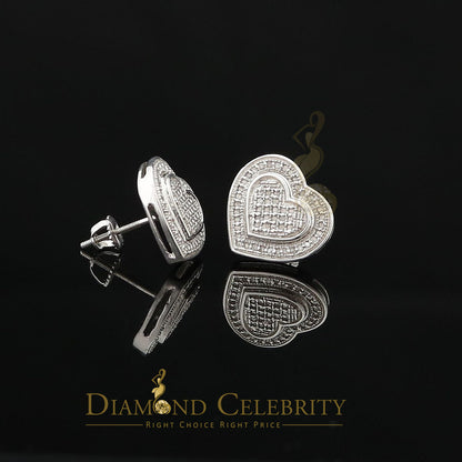 DiamondCelebritees Aretes Para Hombre Heart 925 White Silver 0.30ct Diamond Women's Style Earring