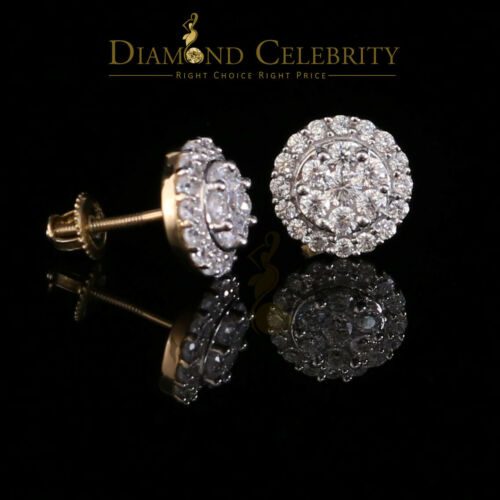 DiamondCelebritees  925 Yellow Silver 1.96ct Cubic Zirconia Women's & Men's Hip Hop Round Earrings