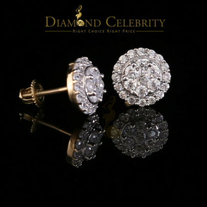 DiamondCelebritees  925 Yellow Silver 1.96ct Cubic Zirconia Women's & Men's Hip Hop Round Earrings