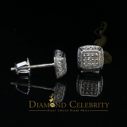 DiamondCelebritees 0.05ct Diamond Square Earrings For Women White 925 Sterling Silver Stud For Men