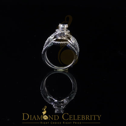 DiamondCelebritees 1.20ct Cubic Zirconia White 925 Silver Men's/ Women 2PC Bridal Rings Size 7
