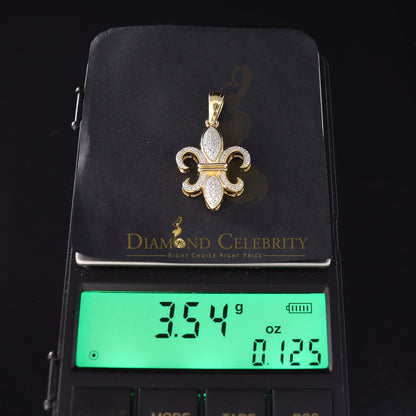 DiamondCelebritees Promise Yellow 925 Sterling Silver Fleur de Lis Pendant 0.50ct Cubic Zirconia