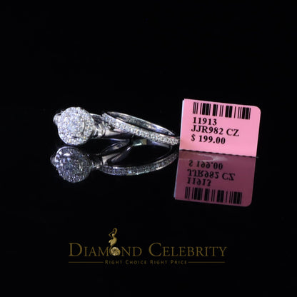 DiamondCelebritees 925 Women's White Silver 1.25ct CZ Round shape 2pcs Bridal /Engagement Ring SZ 7