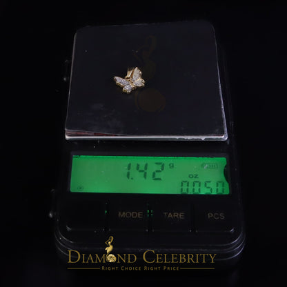 DiamondCelebritees  0.10CT Real Diamond 925 Sterling Silver with Butterfly Yellow Necklace Pendant