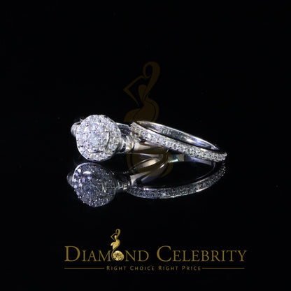 DiamondCelebritees 925 Women's White Silver 1.25ct CZ Round shape 2pcs Bridal /Engagement Ring SZ 7