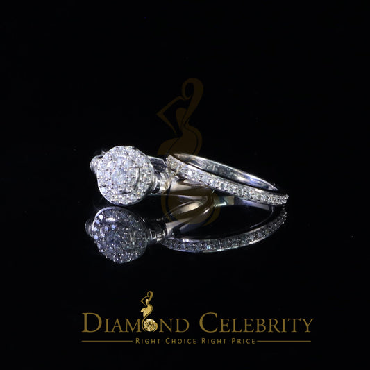 DiamondCelebritees 925 Women's White Silver 1.25ct CZ Round shape 2pcs Bridal /Engagement Ring SZ 7