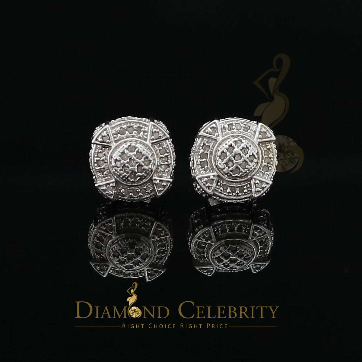 DiamondCelebritees  925 Sterling White Silver 0.25ct Diamond For Women's/ Men's Circle Stud Earrings