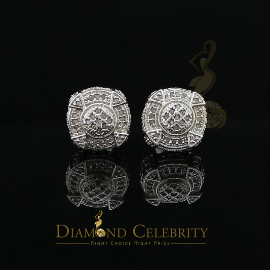 DiamondCelebritees  925 Sterling White Silver 0.25ct Diamond For Women's/ Men's Circle Stud Earrings