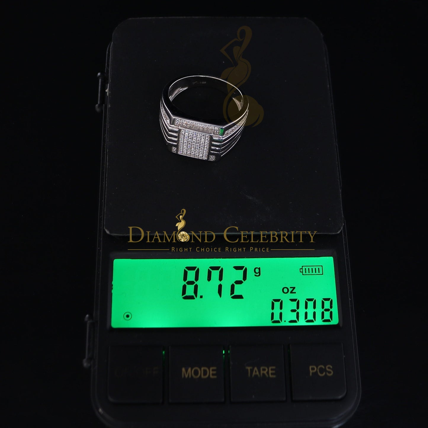 DiamondCelebritees 1.50ct Iced Out White Cubic Zirconia Fashion Luxury Big Ring For Men Size 11