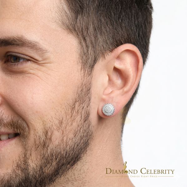 DiamondCelebritees 925 Sterling Silver 0.20ct Diamond For Women's/ Men's White Stud Round Earrings