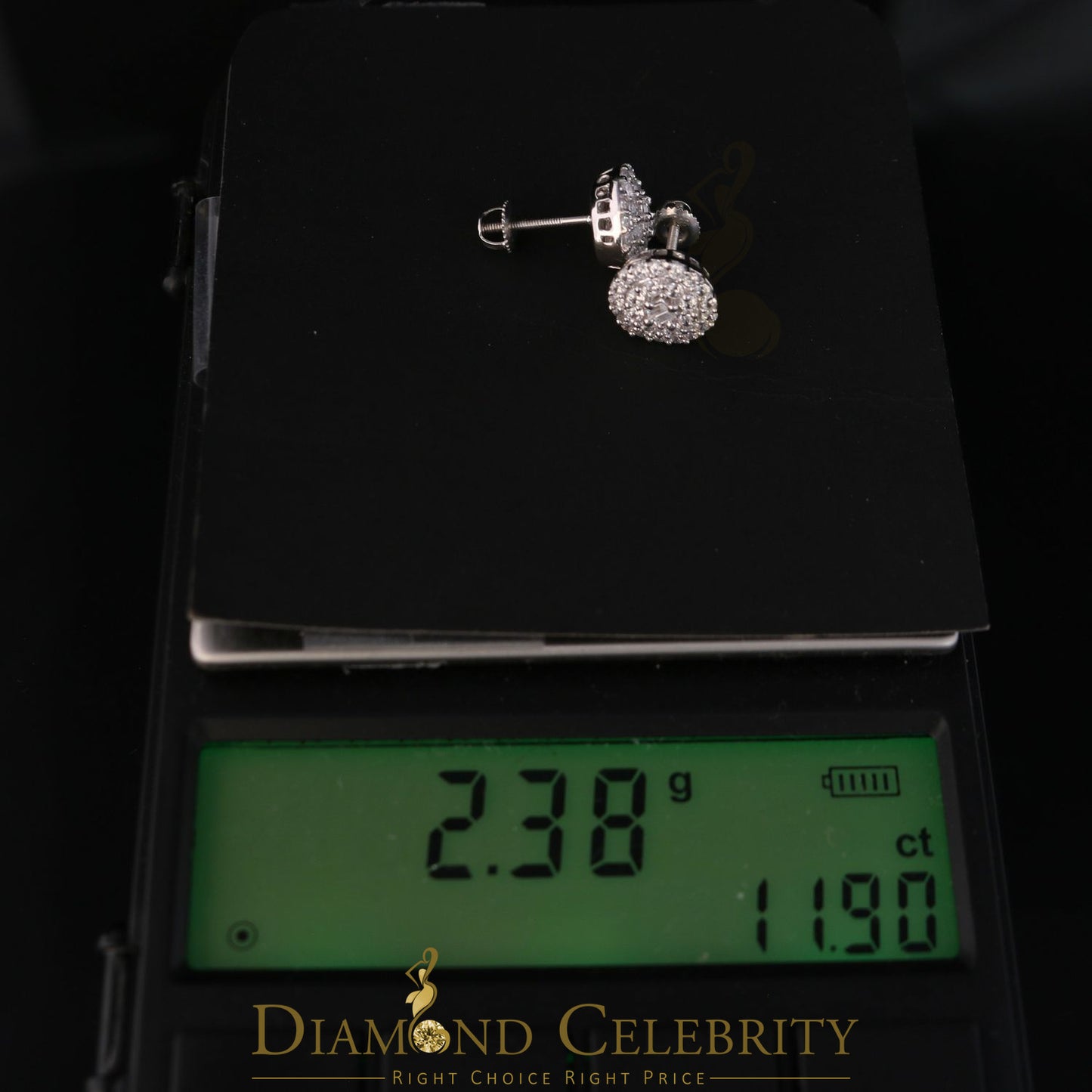 DiamondCelebritees  925 Sterling White Silver 1.86ct Cubic Zirconia Round Women's Stud Earrings