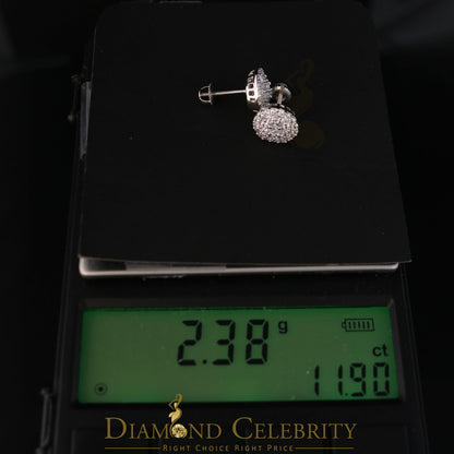 DiamondCelebritees  925 Sterling White Silver 1.86ct Cubic Zirconia Round Women's Stud Earrings