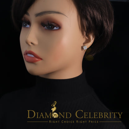 DiamondCelebritees  925 Sterling White Silver 1.03ct Cubic Zirconia Square Women's Stud Earrings