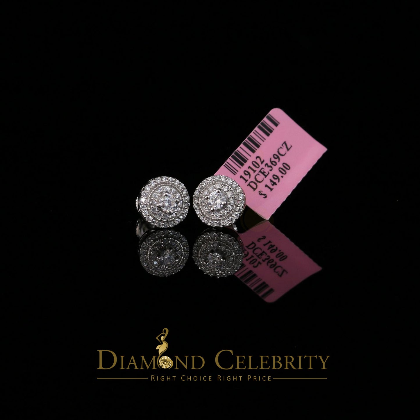 DiamondCelebritees  White Silver 925 Sterling Silver 0.92ct Cubic Zirconia Women's Round Earrings