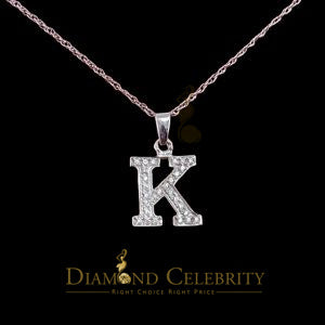 Attractive Sterling SilverAll Alphabet Letter White Pendant with Cubic Zirconia