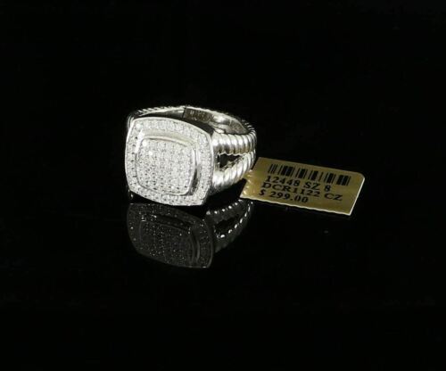 DiamondCelebritees 1.33ct White Silver Square Cubic Zirconia Womens Adjustable Ring From SZ 8 to 10