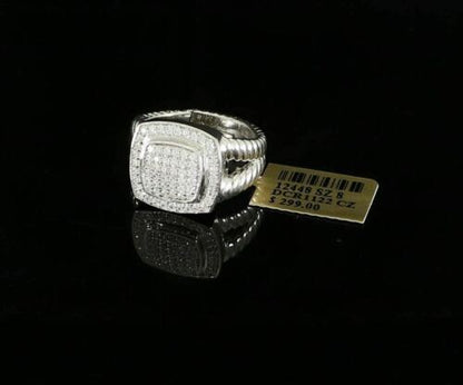 DiamondCelebritees 1.33ct White Silver Square Cubic Zirconia Womens Adjustable Ring From SZ 8 to 10