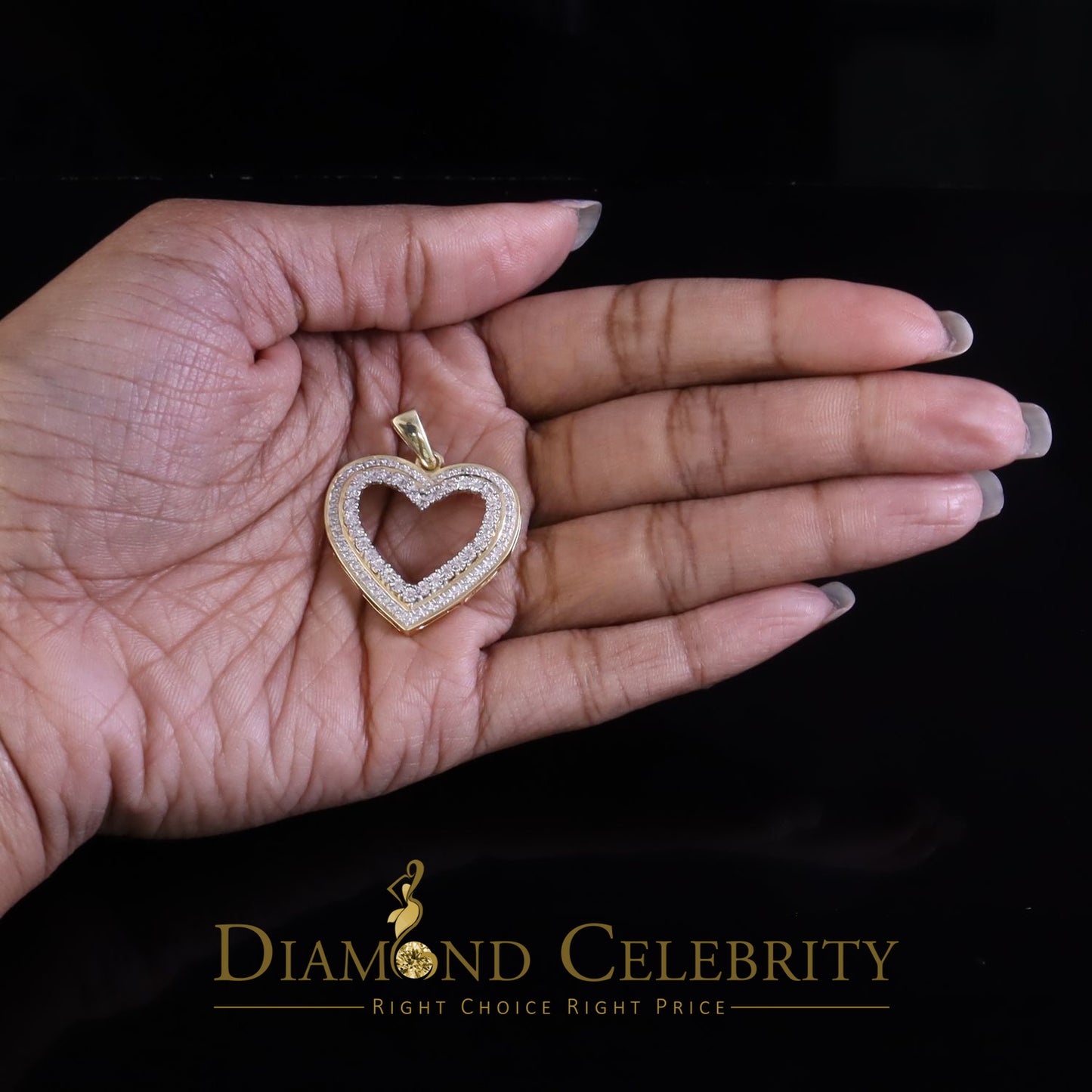 DiamondCelebritees  Real 0.10ct Diamond Sterling Silver HEART Yellow Charm Fashion Necklace Pendant