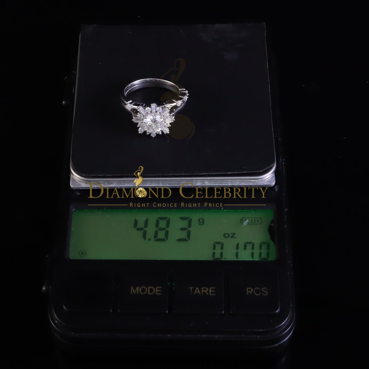 DiamondCelebritees New Womens 925 Silver White 1.25ct VVS 'D' Round Solitaire Moissanite Ring SZ 7