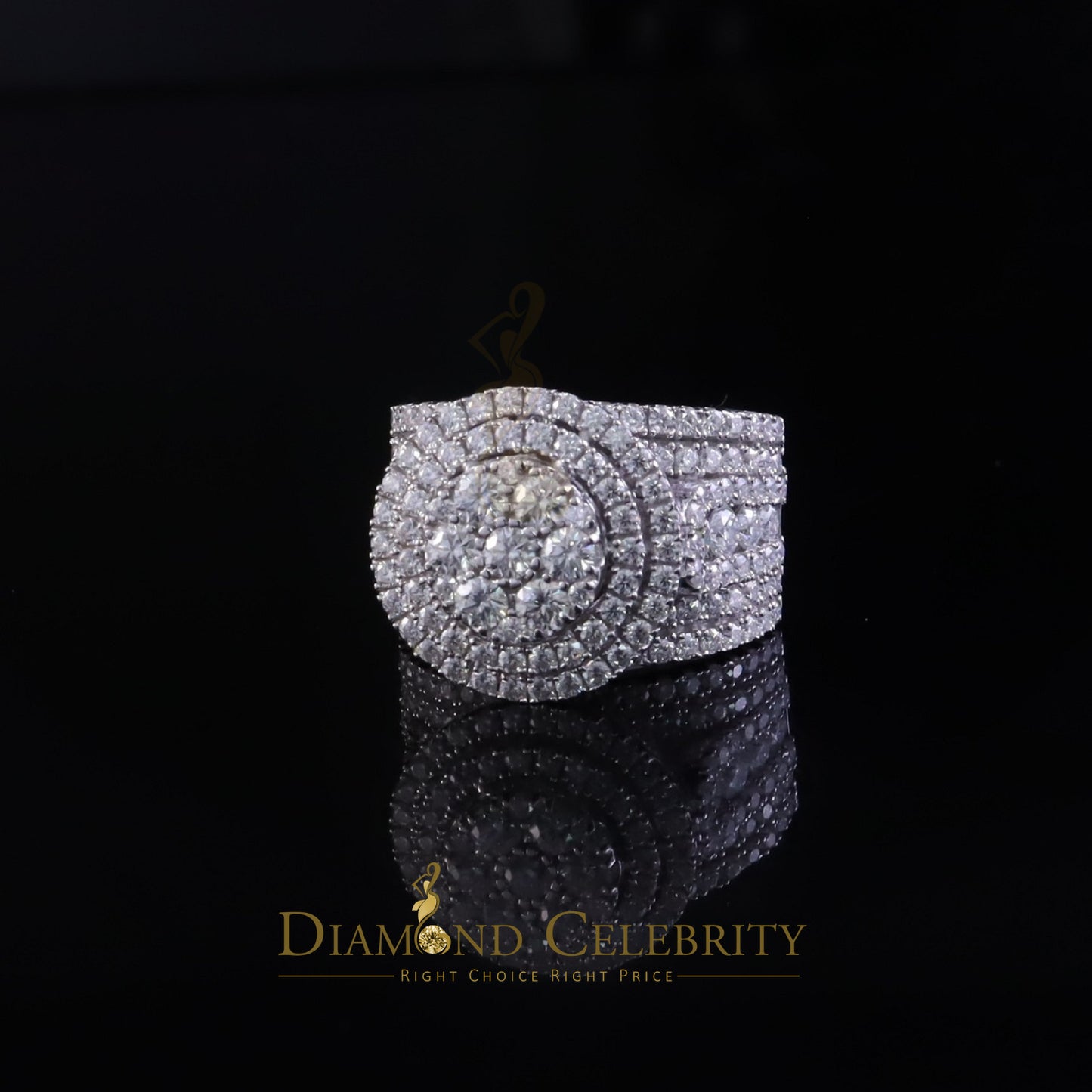 DiamondCelebritees 925 Silver Moissanite Cluster Stone Shape White 4.00ct VVS 'D' Rings SZ 8 Men's