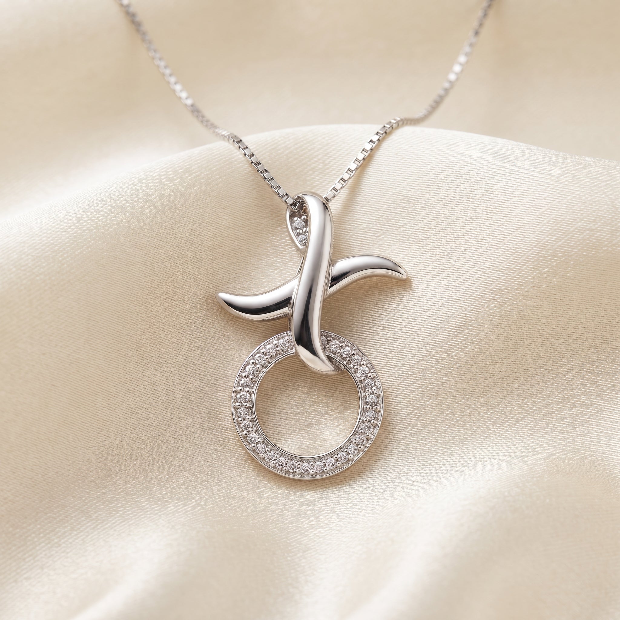 DiamondCelebritees 925 Sterling Silver White featuring HUG & KISS Shape 1inch 0.21ct CZ XO Pendant
