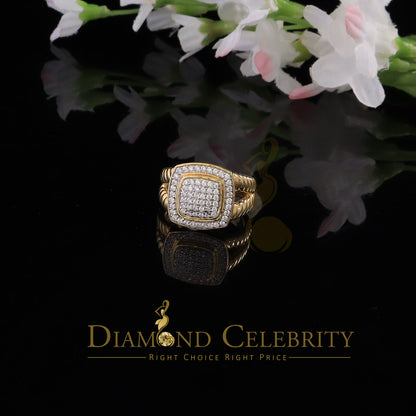 DiamondCelebritees 1.33ct Yellow Silver Square Cubic Zirconia Womens Adjustable Ring From SZ 8 to10
