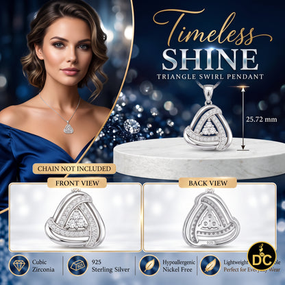 DiamondCelebritees 925 Sterling Silver White Double Triangle 1.00inch Pendant 1.65ct Cubic Zirconia
