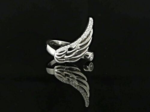 DiamondCelebritees 925 Sterling White Silver Angel Wing Ring Size 6.5 with 1.50ct Cubic Zirconia