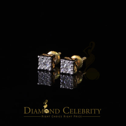 DiamondCelebritees 10k Real Yellow Gold 0.25ct VVS 'D' Color Real Moissanite Stud Square Earrings
