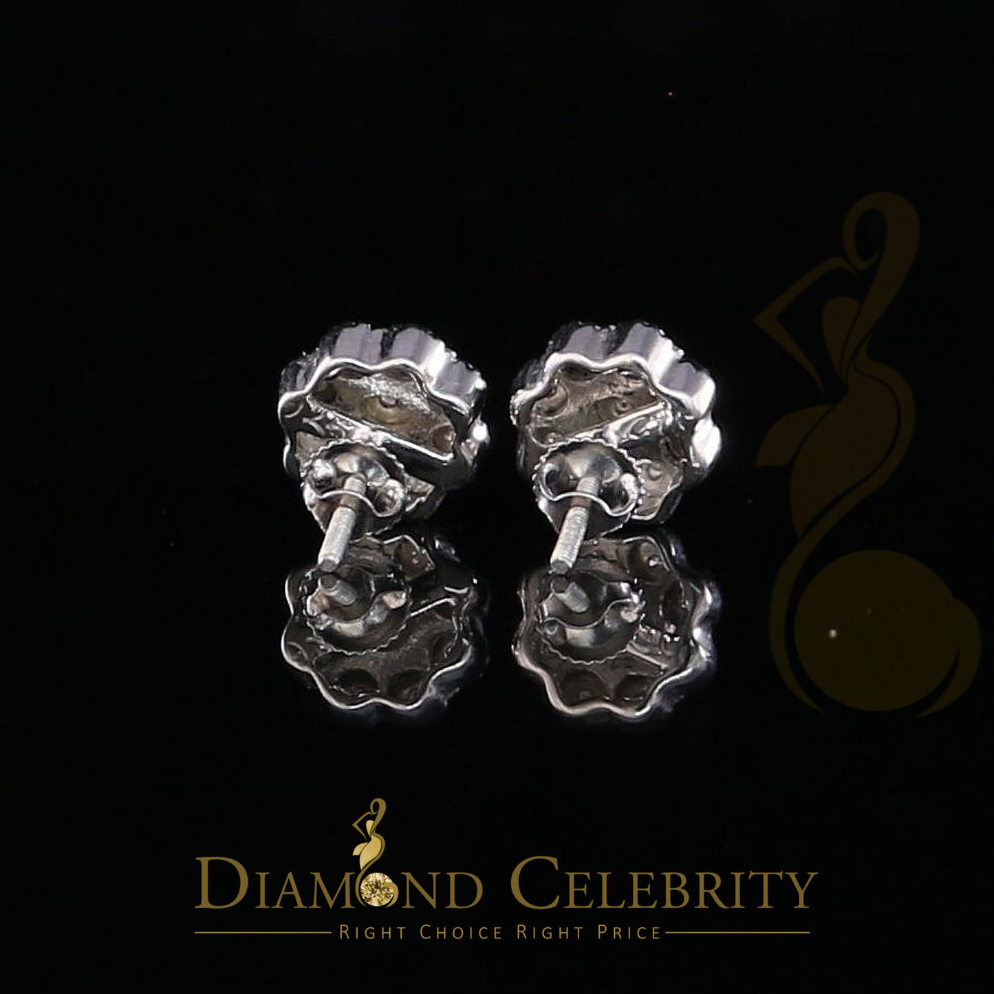 DiamondCelebritees 0.07 ct Diamond 925 Sterling Silver White Floral Earrings For Men's & Women's