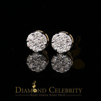 DiamondCelebritees 1.25CT Real Diamond with 10K Real Yellow Gold Men's/Women's Stud Earrings