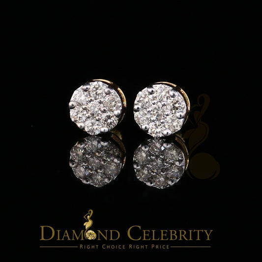 DiamondCelebritees 1.25CT Real Diamond with 10K Real Yellow Gold Men's/Women's Stud Earrings