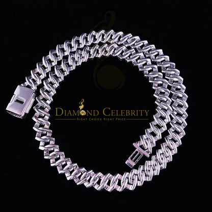 DiamondCelebritees 925 Silver 35ct Moissanite White Men's Cuban Necklace SZ20 inch & 14mm Width