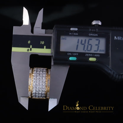 DiamondCelebritees Big 0.25ct Real Diamond 925 Yellow Miracle set Silver Wide Men's Band Ring SZ10