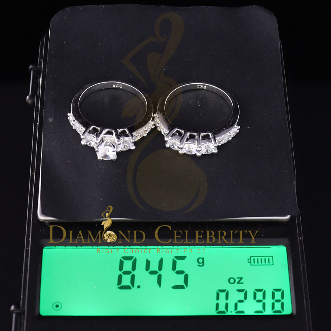 DiamondCelebritees 4.82ct White Cubic Zirconia 925 Sterling Silver Bridal Fashion Womens Ring SZ 7