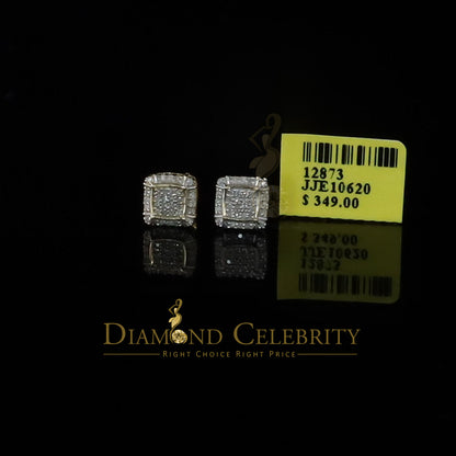 DiamondCelebritees 0.25ct Diamond 925 Silver Yellow Square Earring For Men's / Women's stud