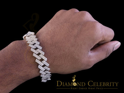 Diamondcelebritees  Manoco Men's Bracelet 925 Silver White 16ct Moissanite size 8.5inch & Width 16mm