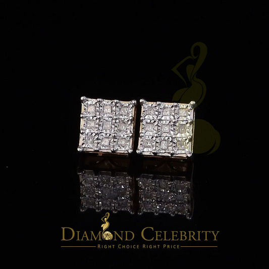 DiamondCelebritees 0.50ct Diamond 925 Sterling Silver Yellow For Men's / Women's Square Earrings