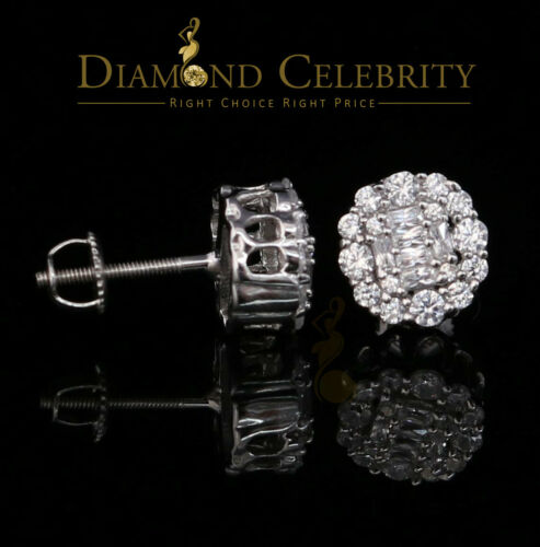 DiamondCelebritees  Hip Hop 0.94ct Cubic Zirconia 925 White Sterling Silver Women's Flower Earring