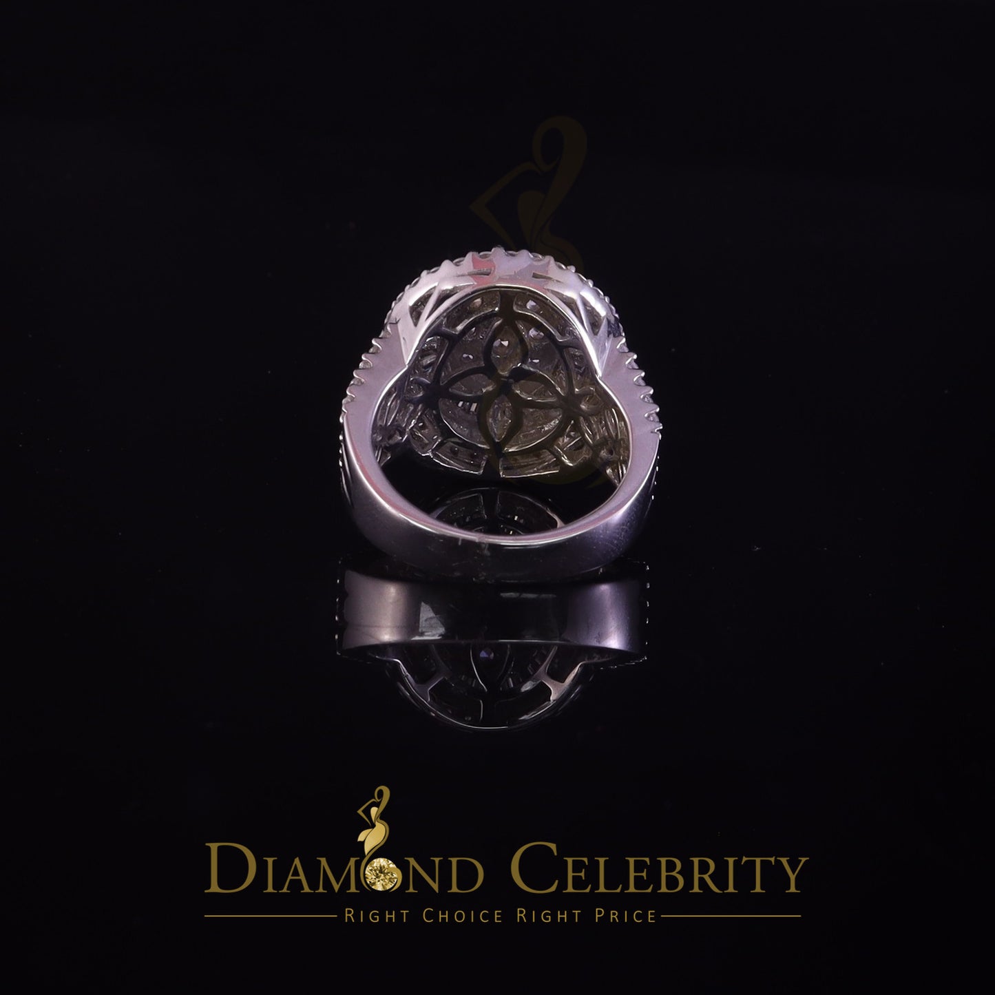DiamondCelebritees White 925 Silver Rhodium Plated 6.48ct Cubic Zirconia Cocktail Womens Ring SZ 9