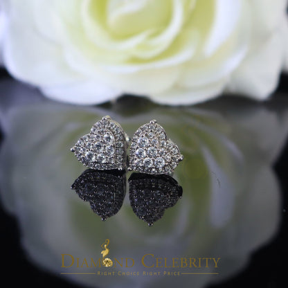 DiamondCelebritees  1.18ct Cubic Zirconia 925 White Sterling Silver Women's Hip Hop Heart Earrings