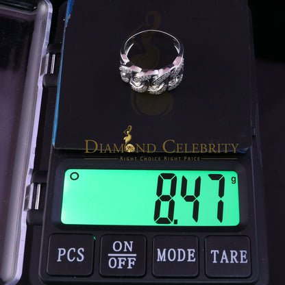 DiamondCelebritees 0.85ct Cubic Zirconia Stone White 925 Sterling Silver Cuban Men's Ring Size 10
