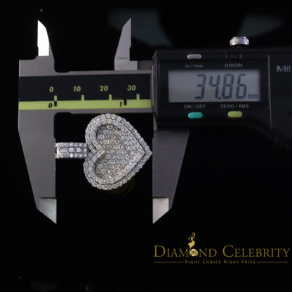 Diamondcelebritees  Silver White Heart Pendant 7.50ct VVS D Clr. Baguette Moissanite for Women's