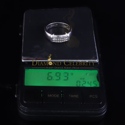 DiamondCelebritees 0.05cts Sterling White Double Row Men's Wedding Band Rings Size 10 In 925 Silver