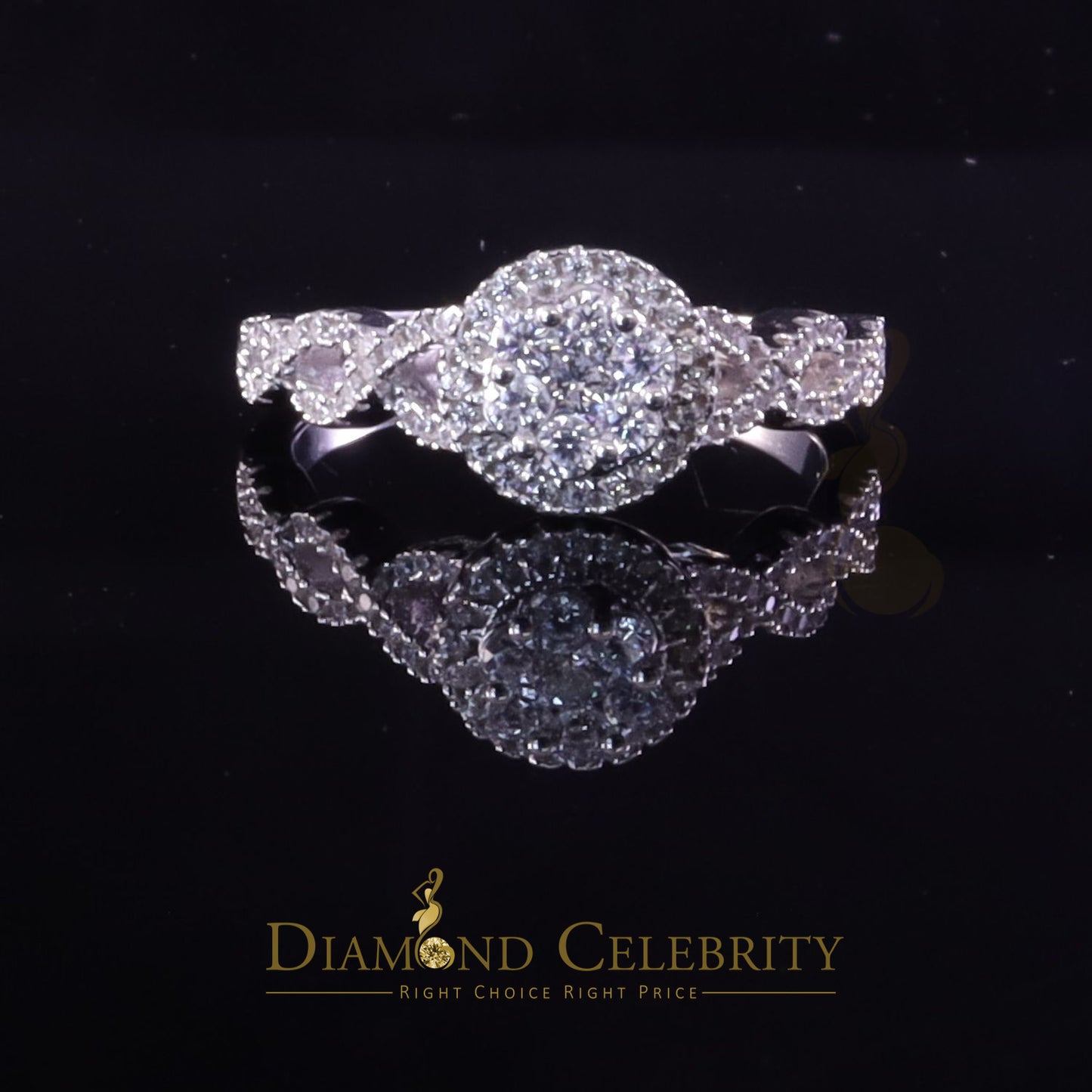 DiamondCelebritees 1.50ct Cubic Zirconia White 925 Sterling Silver Women's Engagement Rings Size 7