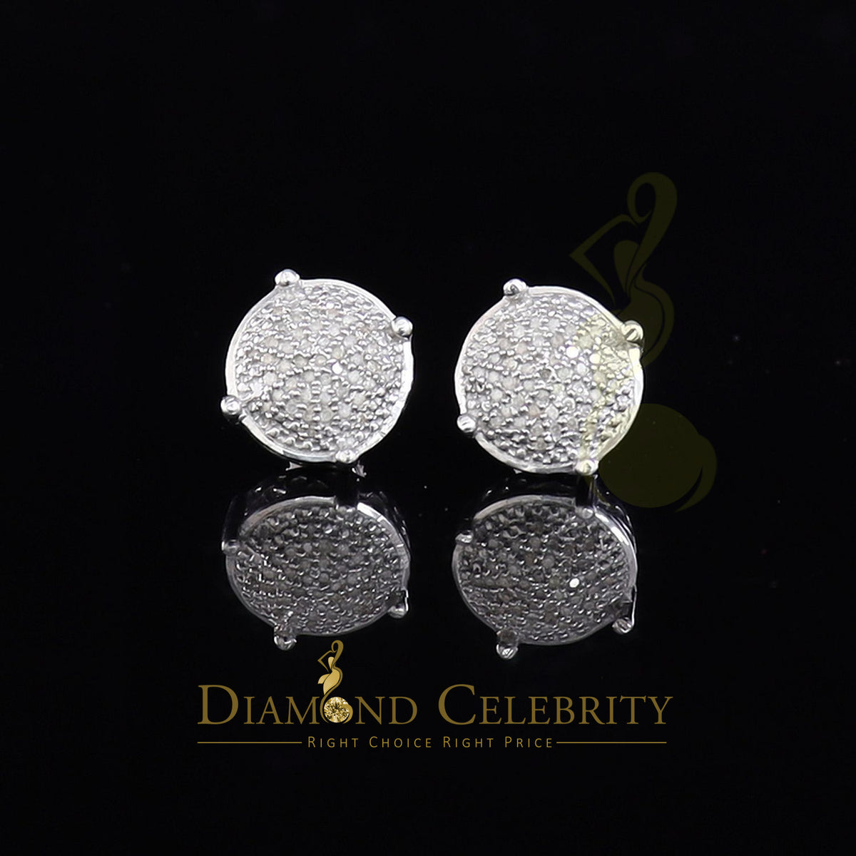 DiamondCelebritees 0.25ct Diamond 925 Sterling Silver White For Men & Women Stud Round Earrings