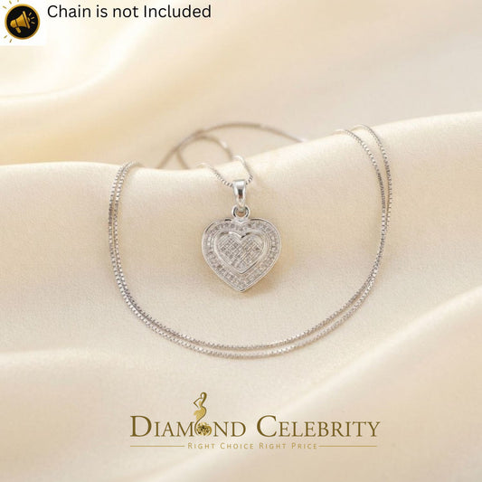 DiamondCelebritees  Real 0.25ct Diamond 925 Sterling Silver HEART Charm Necklace Pendant in White