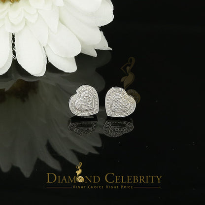 DiamondCelebritees Aretes Para Hombre Heart 925 White Silver 0.20ct Diamond Women's /Men's Earring